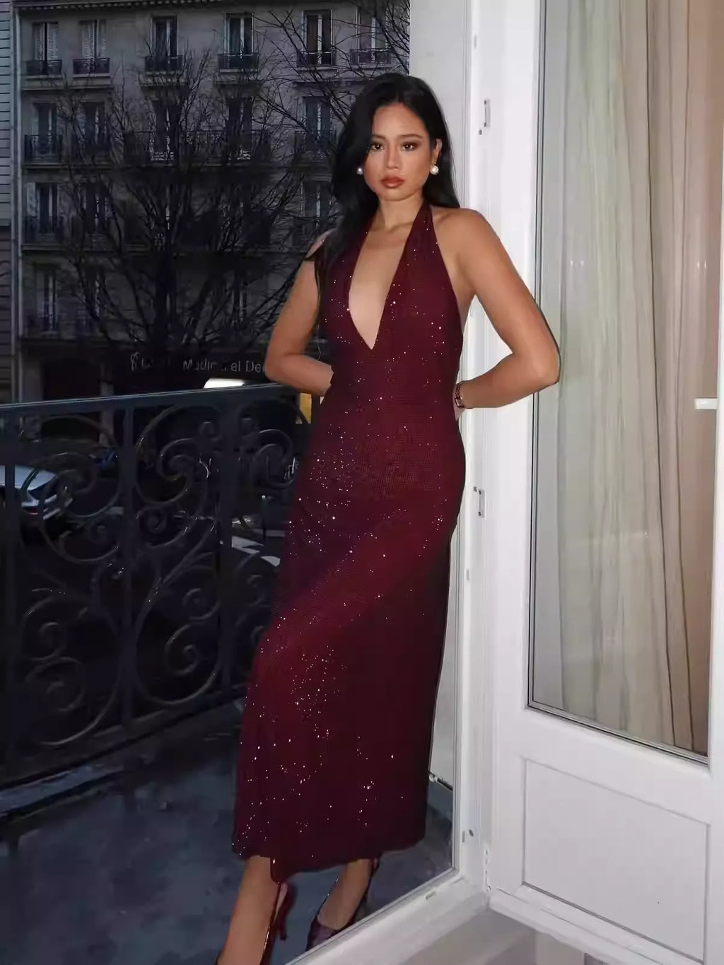 Deeksha Işıltılı Midi Elbise