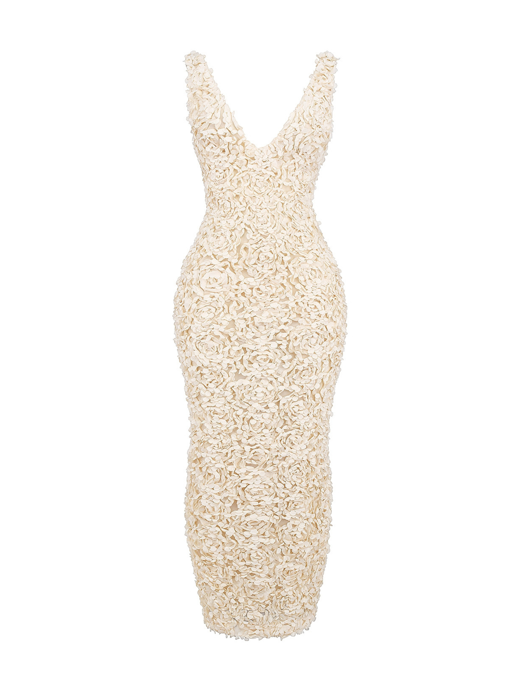 Ellora Çiçek Dokulu Midi Elbise