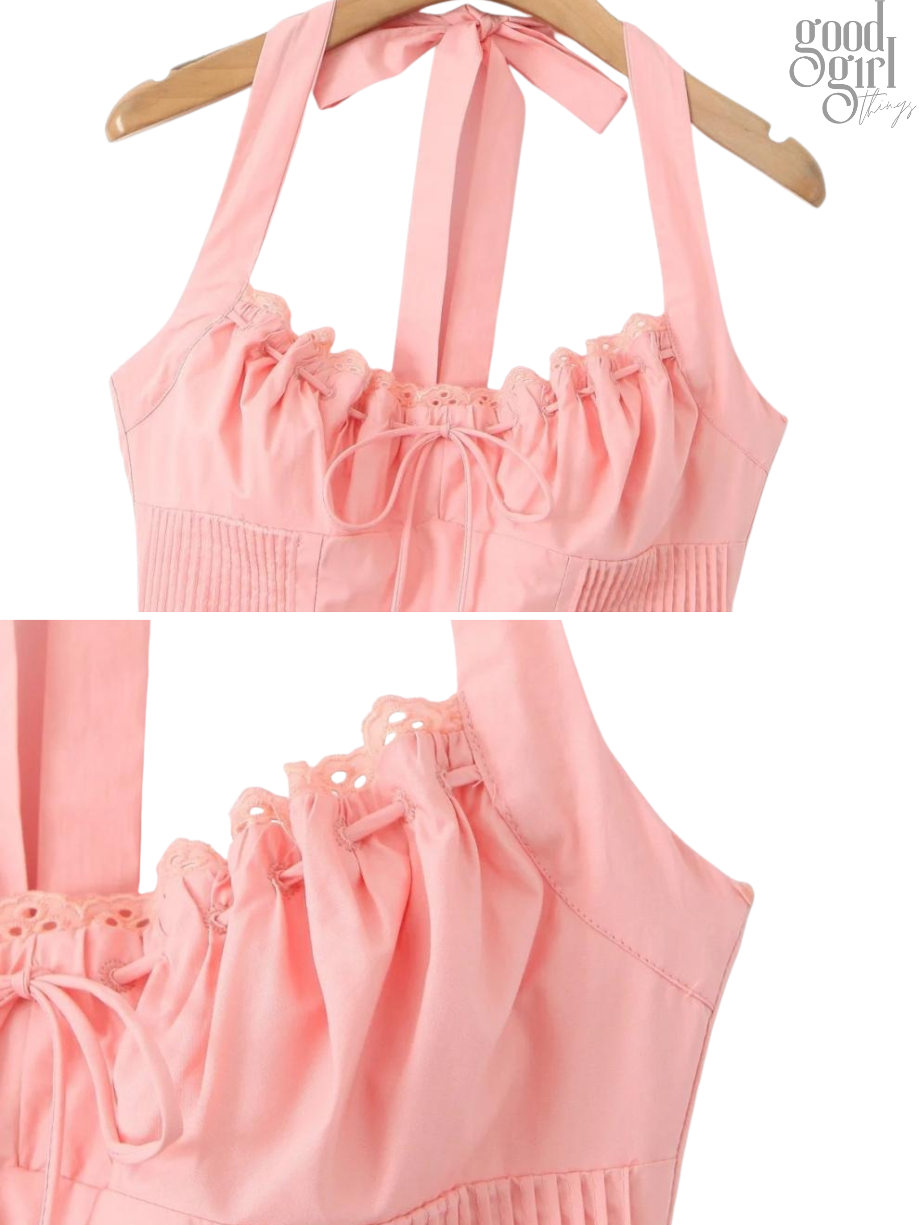 Kenzli Halter Midi Elbise - Pembe