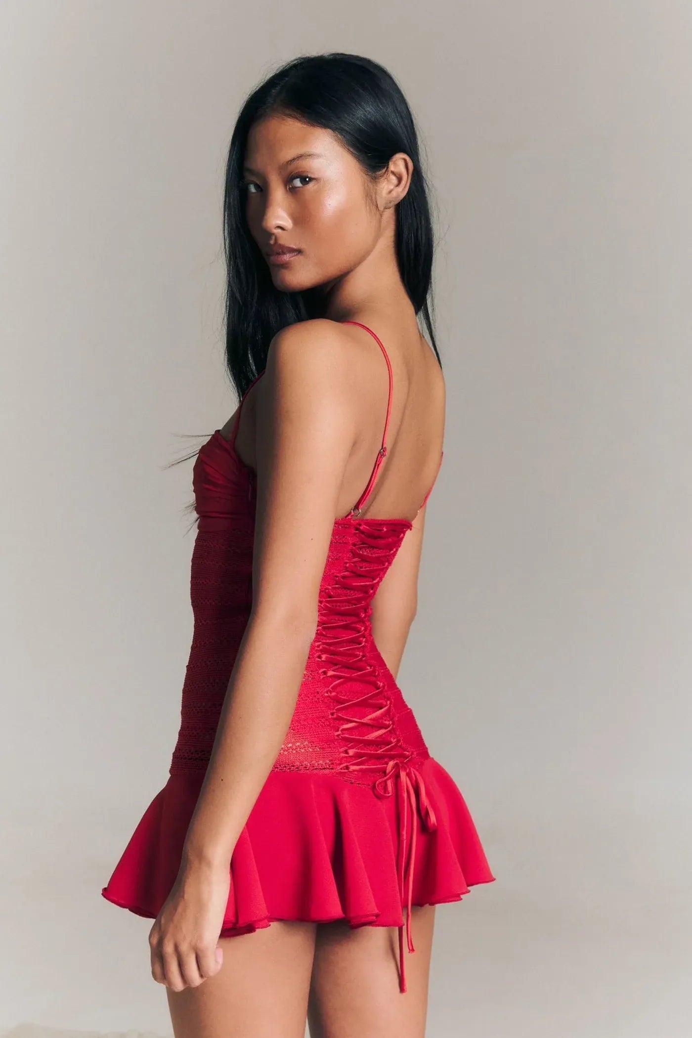 Makenzee Kırmızı Askılı Mini Elbise