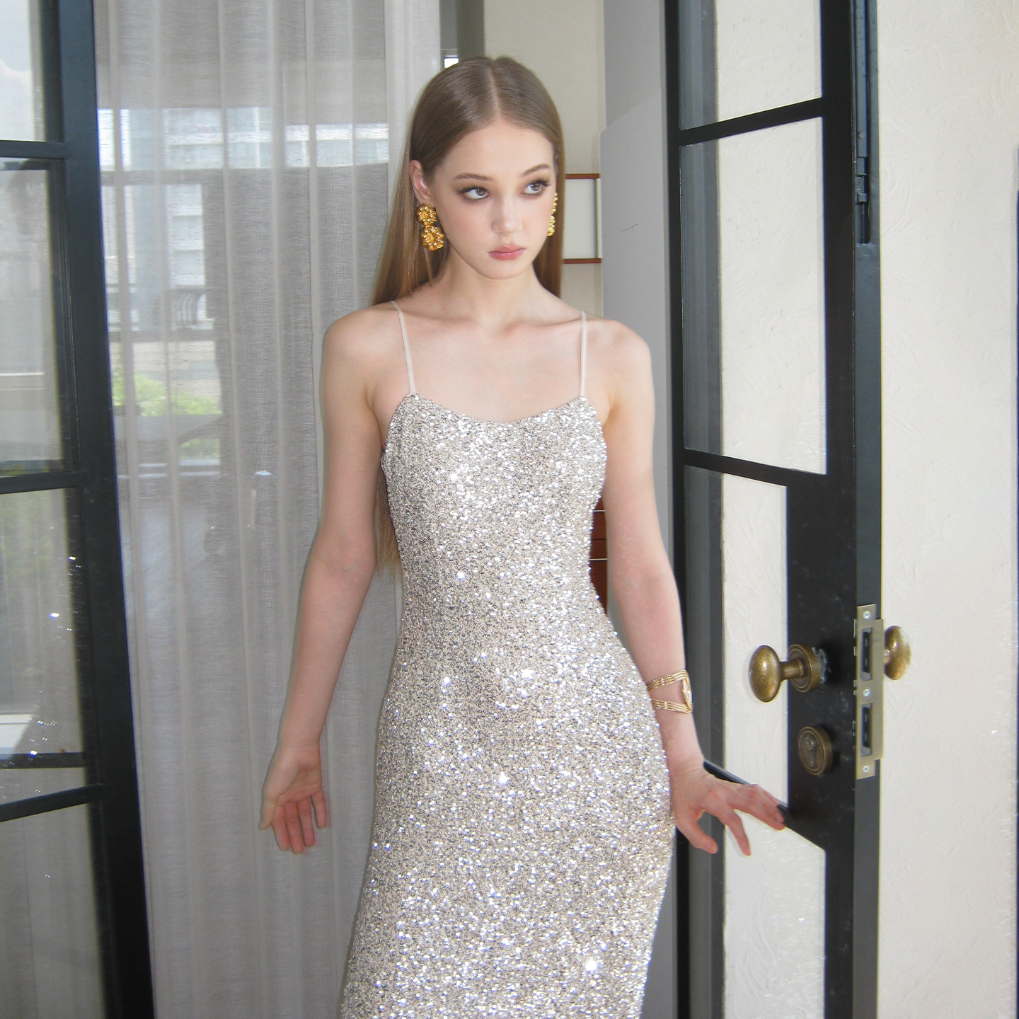 Dalyla Gümüş Askılı Maksi Elbise - Gümüş [F8B1D6TI]