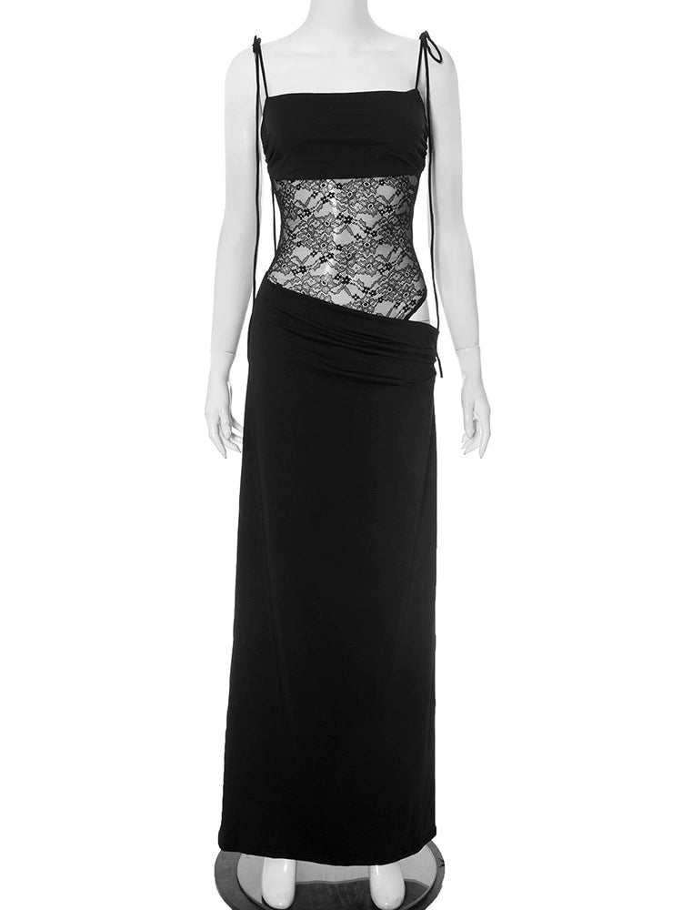 Kaori Dantelli Uzun Elbise - Siyah [BC1AN3JK]