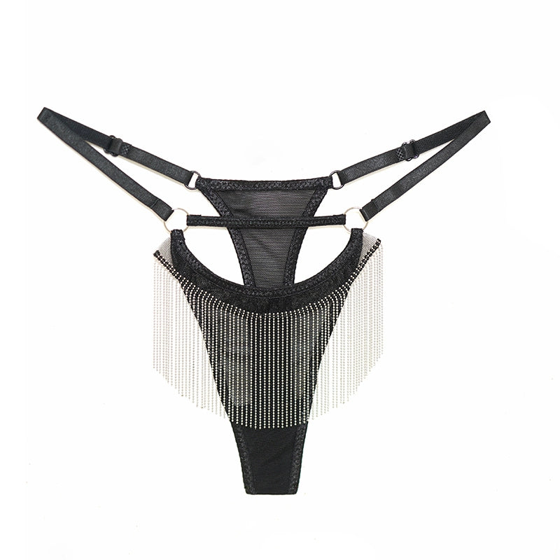 Kahli Taşlı Saten Tanga - Siyah [H23GN84F]