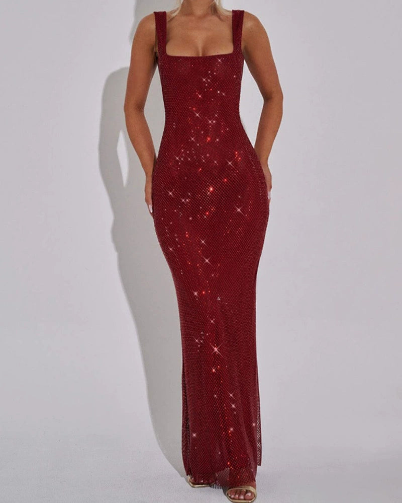 Dior Işıltılı Sırt Dekolteli Elbise - Red [KA5DS7B4]