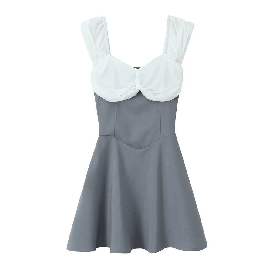 Arian File Detaylı Omuz Dekolteli Mini Elbise - Grey [7GQR955A]