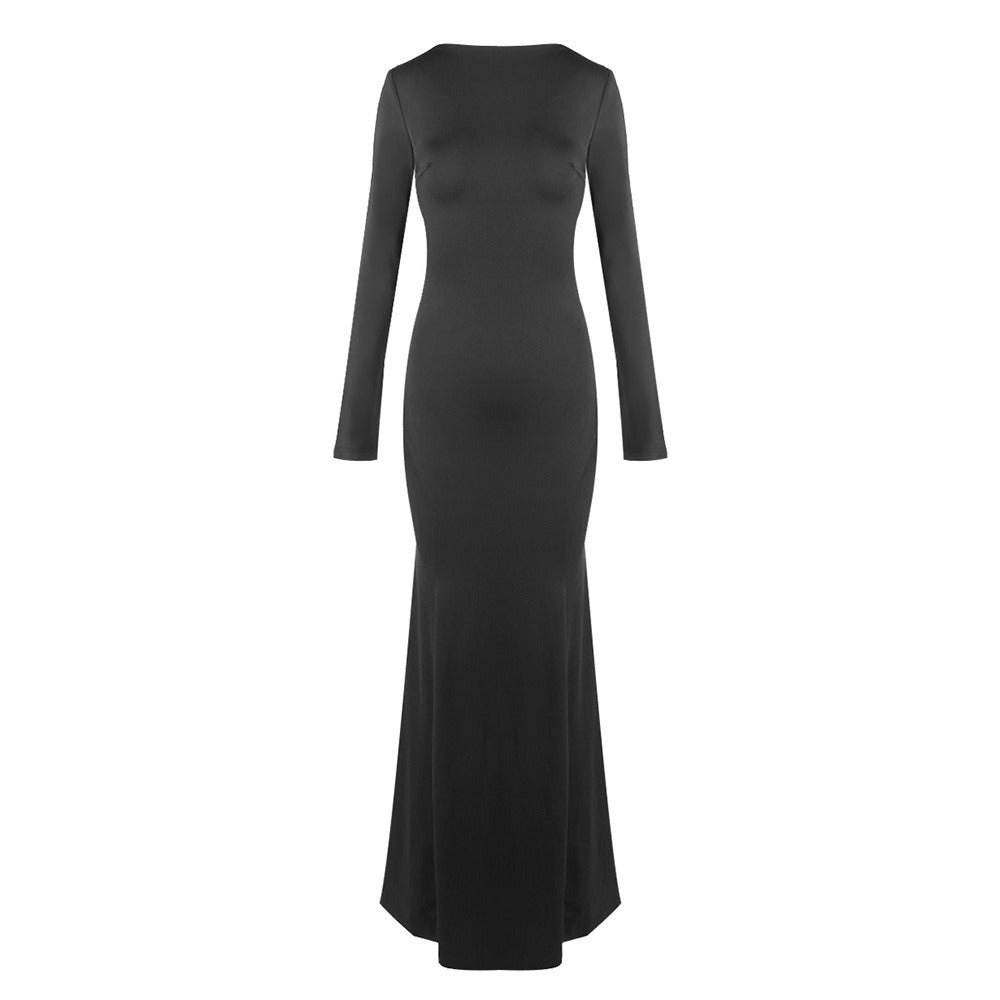 Deja Sırt Dekolteli Maksi Elbise