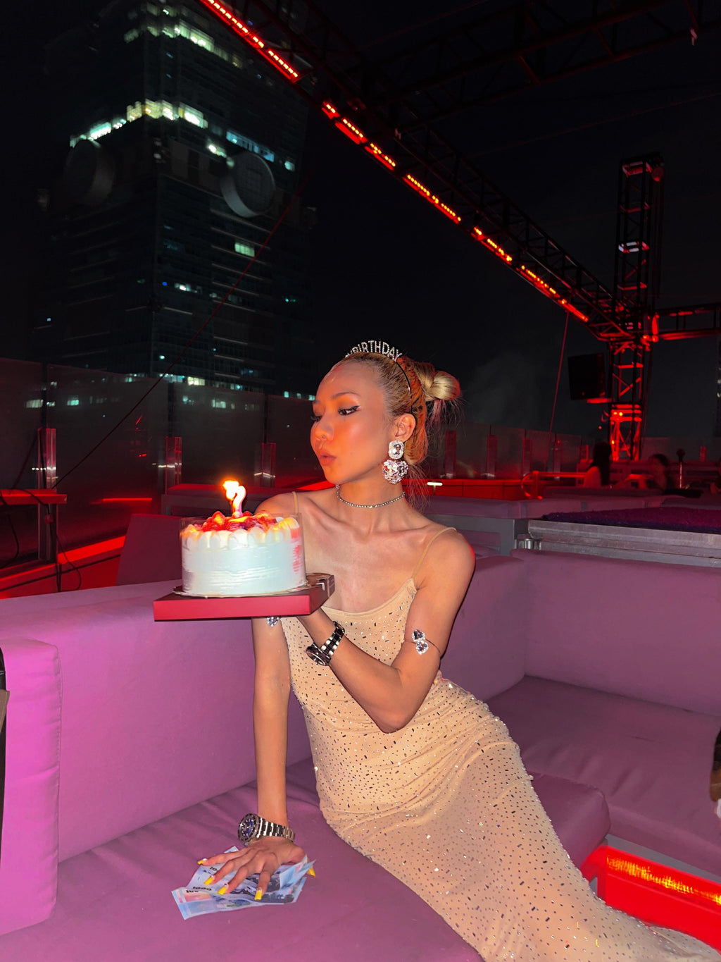 Samiah Parıltılı Askılı Uzun Elbise