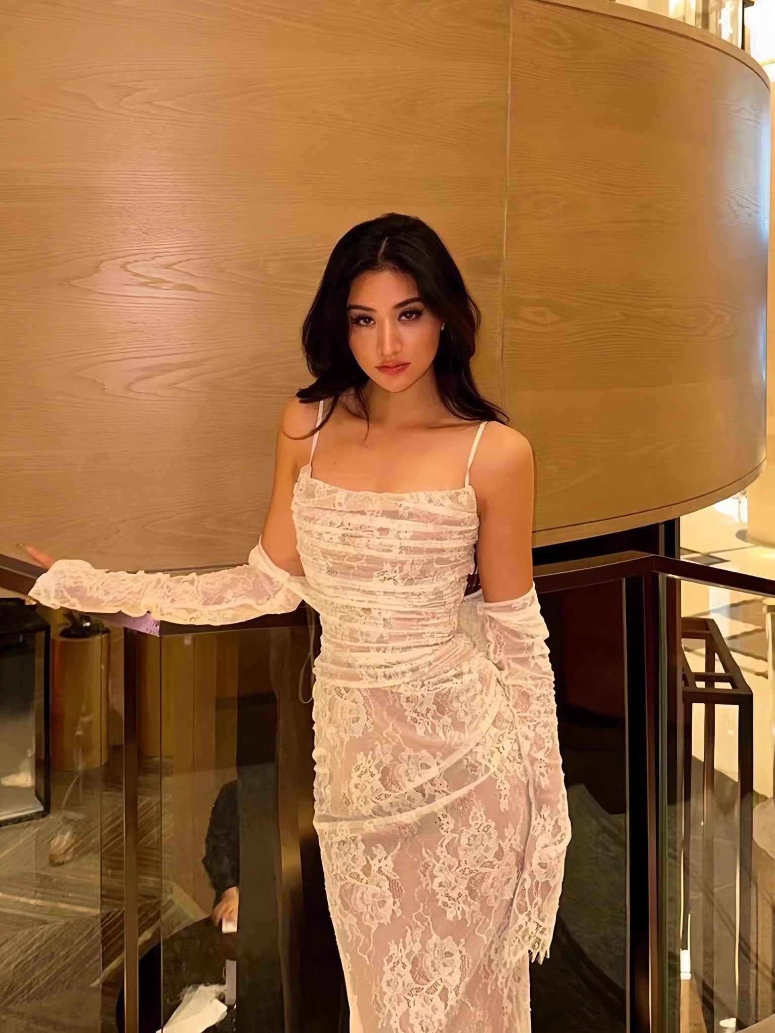 Kelsie İki Parça Dantel Maksi Elbise - Beyaz