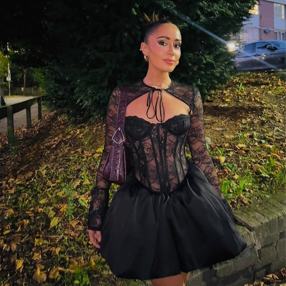 Frances Dantel Detaylı Mini Elbise Takım