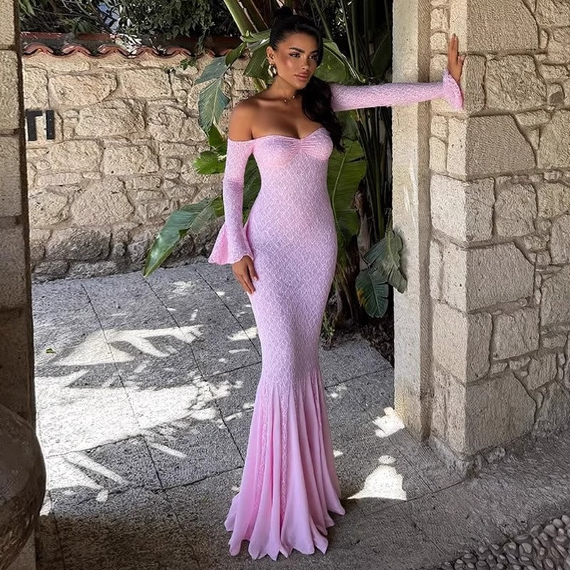 Kimora Balık Etek Dantelli Maxi Elbise