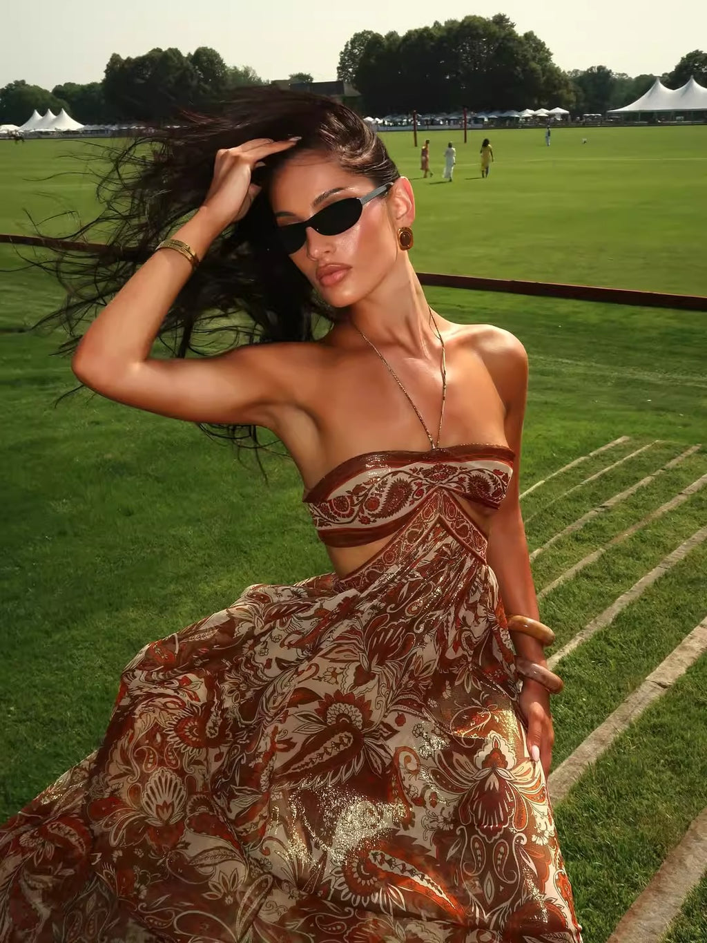 Defne Güllü Halter Maksi Elbise