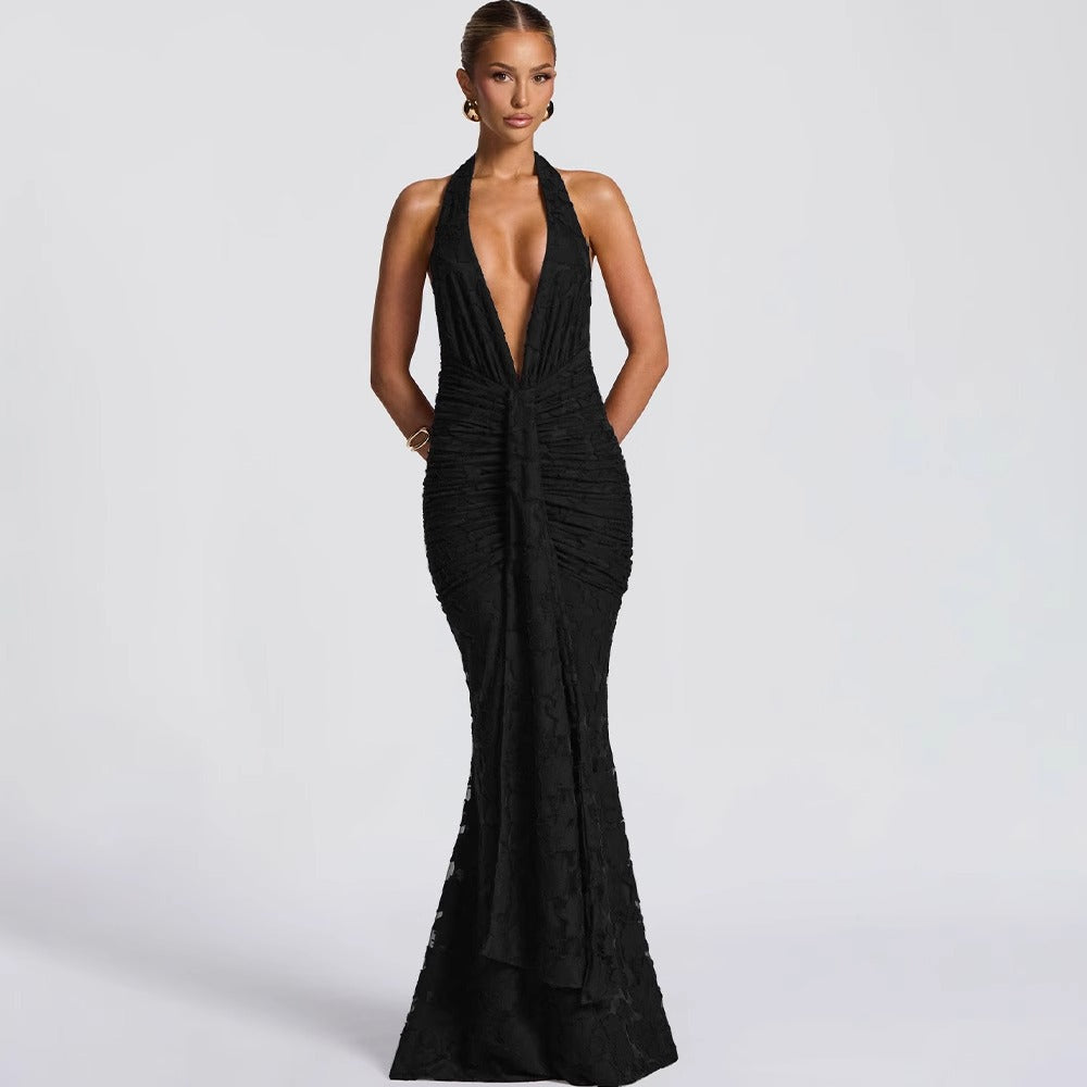 Jenna Derin Yaka Balık Elbise