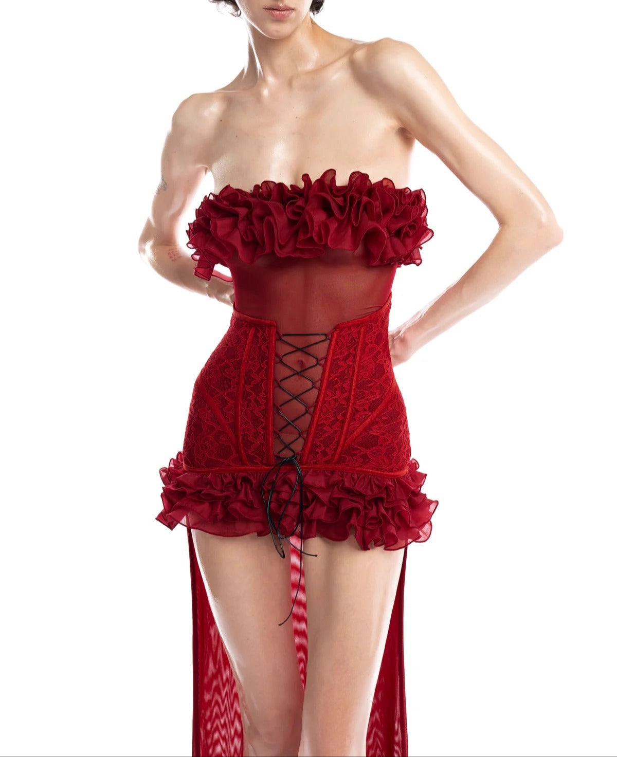 Maizee Straplez Korseli Mini Elbise