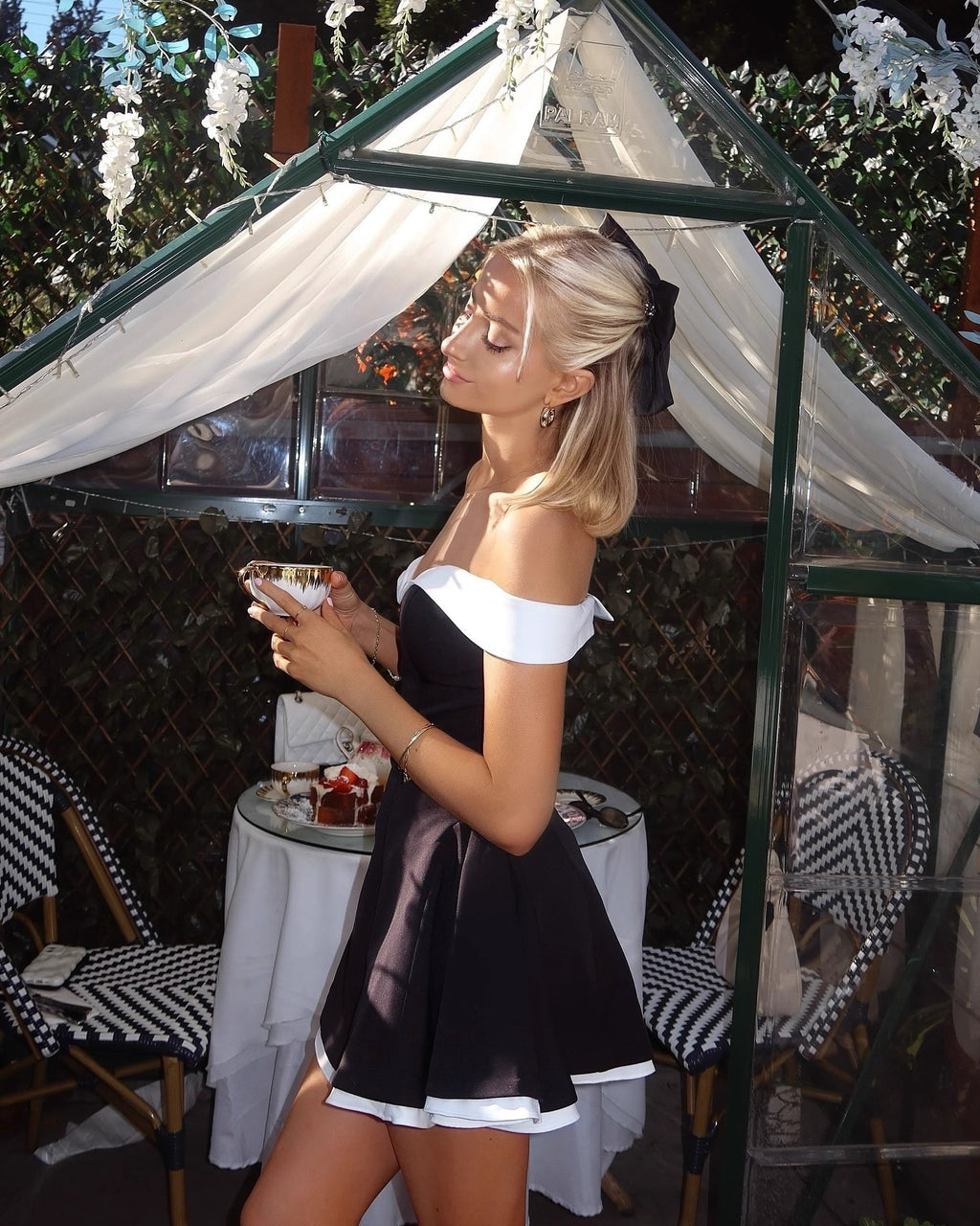 Donna Düşük Omuzlu Kontrast Elbise