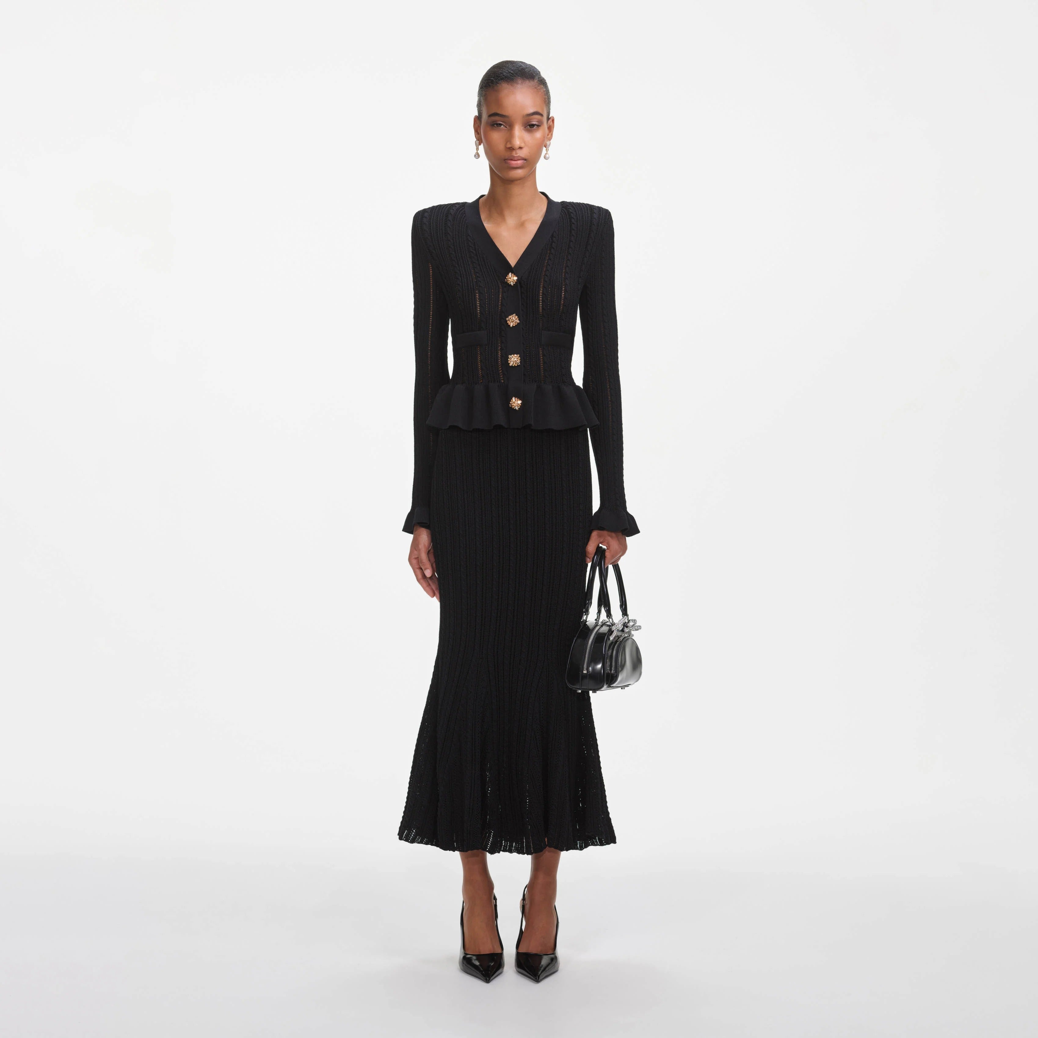 Armoni Örgü V Yaka Balık Elbise