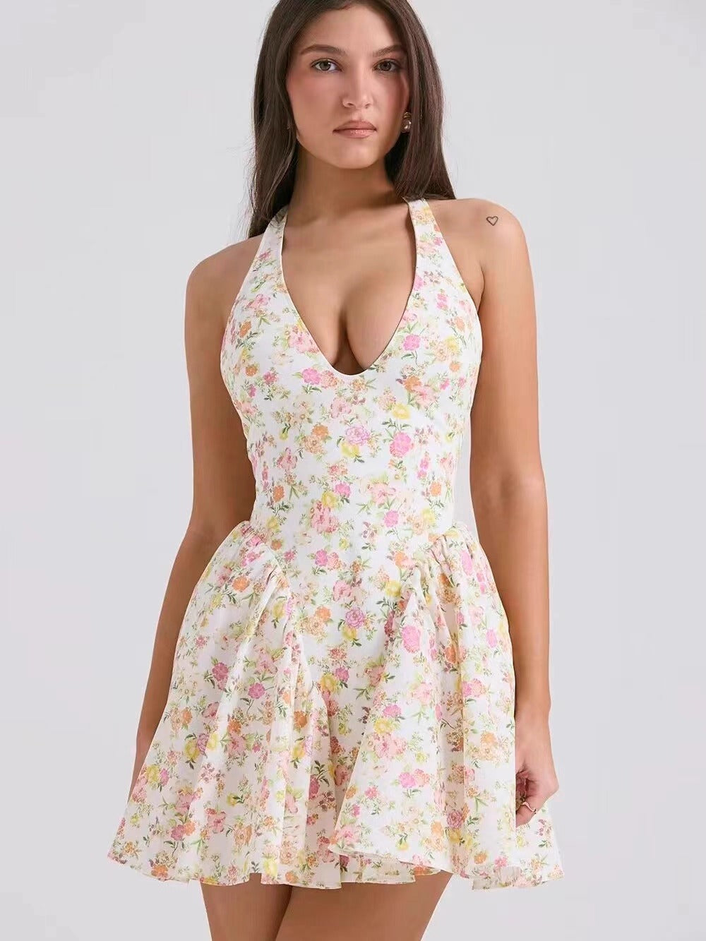 Rozalynn Pileli Etek Mini Elbise