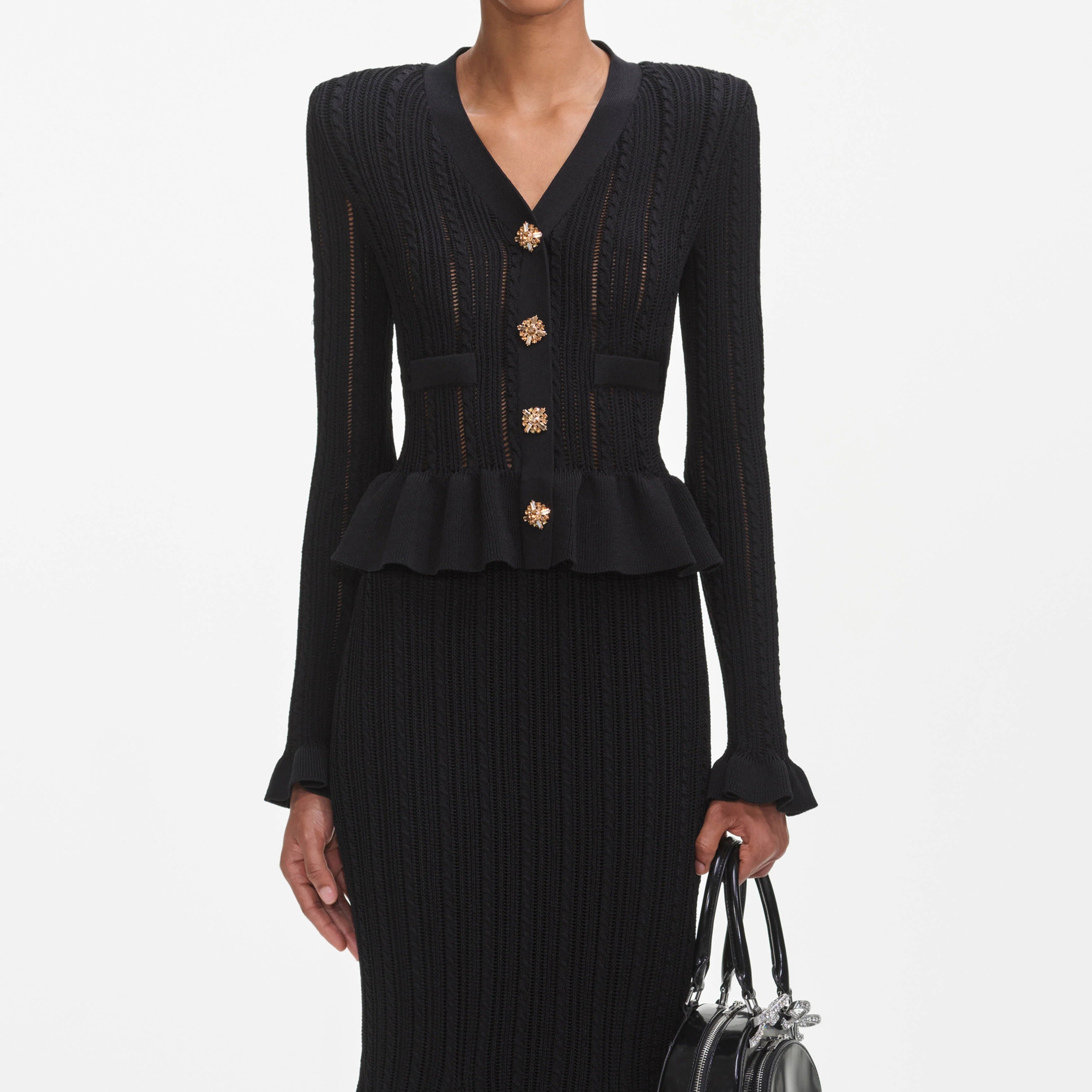 Armoni Örgü V Yaka Balık Elbise