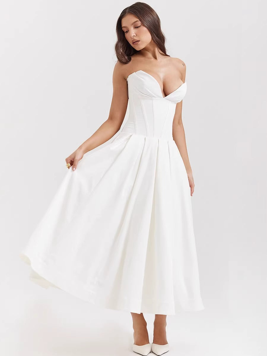 Cosette Askısız Korseli Maksi Elbise