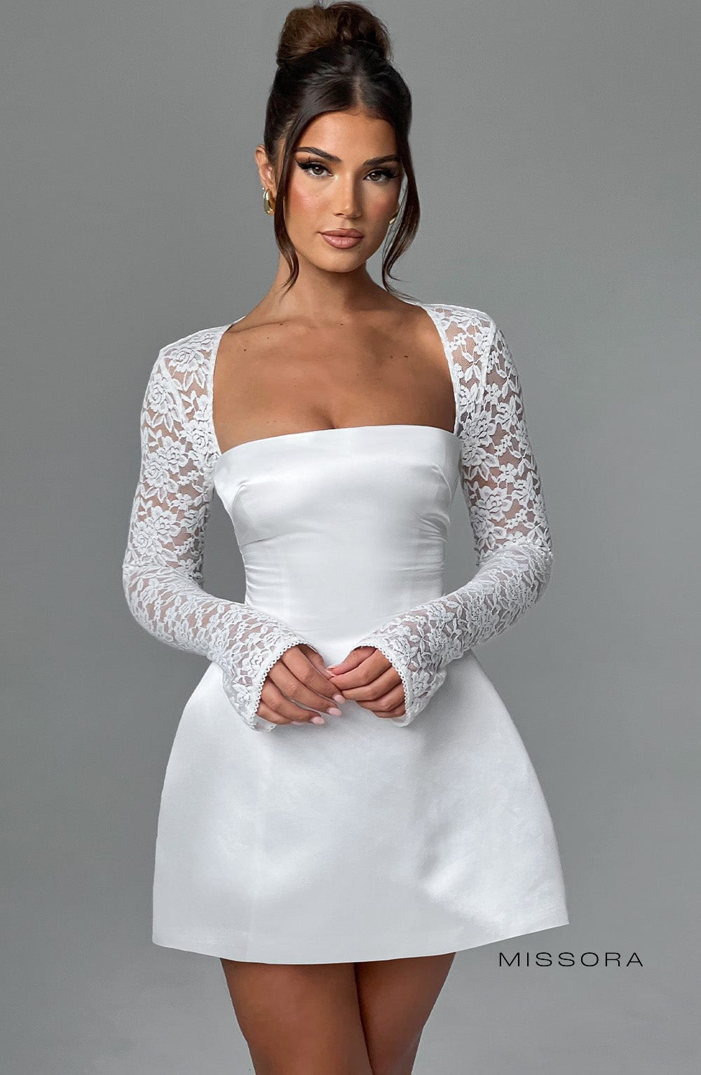 Missora Adaeze Lace Sleeve Mini Dress