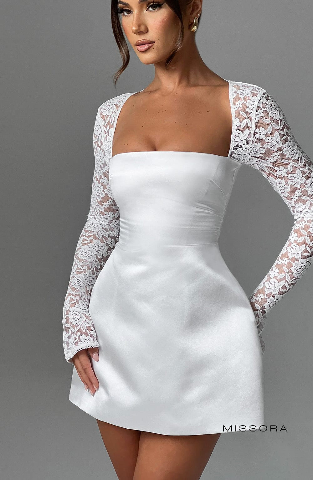 Missora Adaeze Lace Sleeve Mini Dress