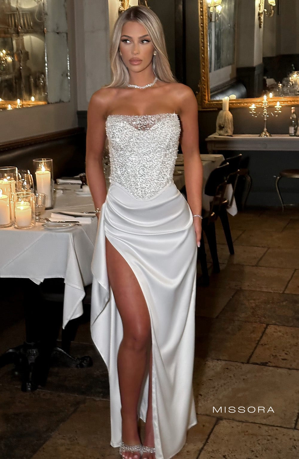 Missora Adler Draped Corset Maxi Dress