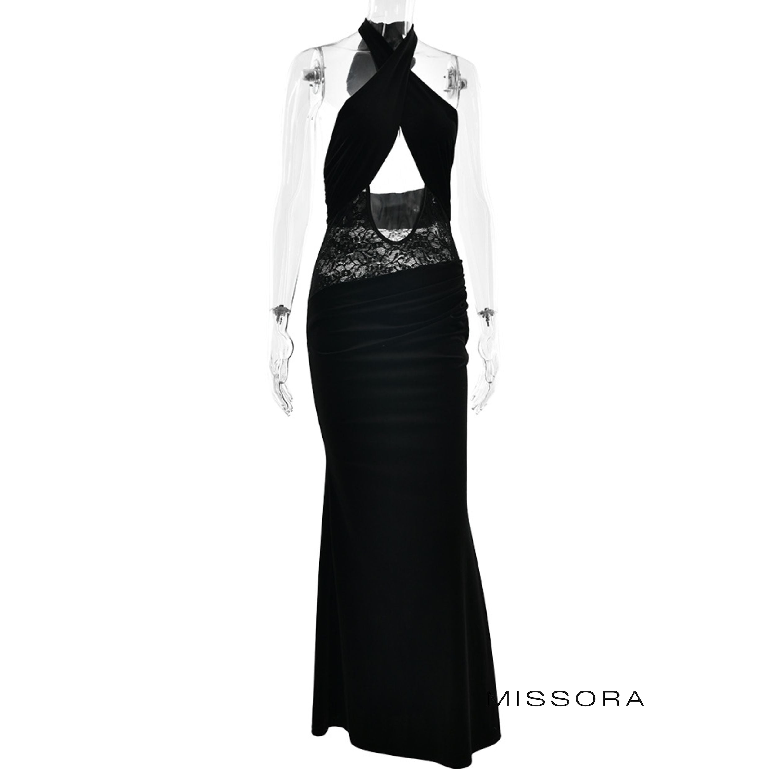 Aela Kadife Halter Midi Elbise [ALOZ2EU3]