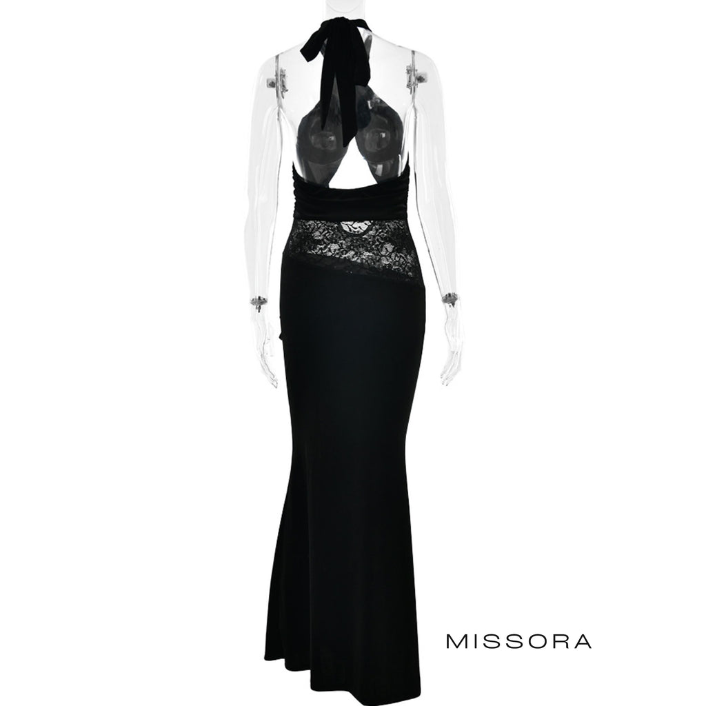 Aela Kadife Halter Midi Elbise [UGCF5F58]