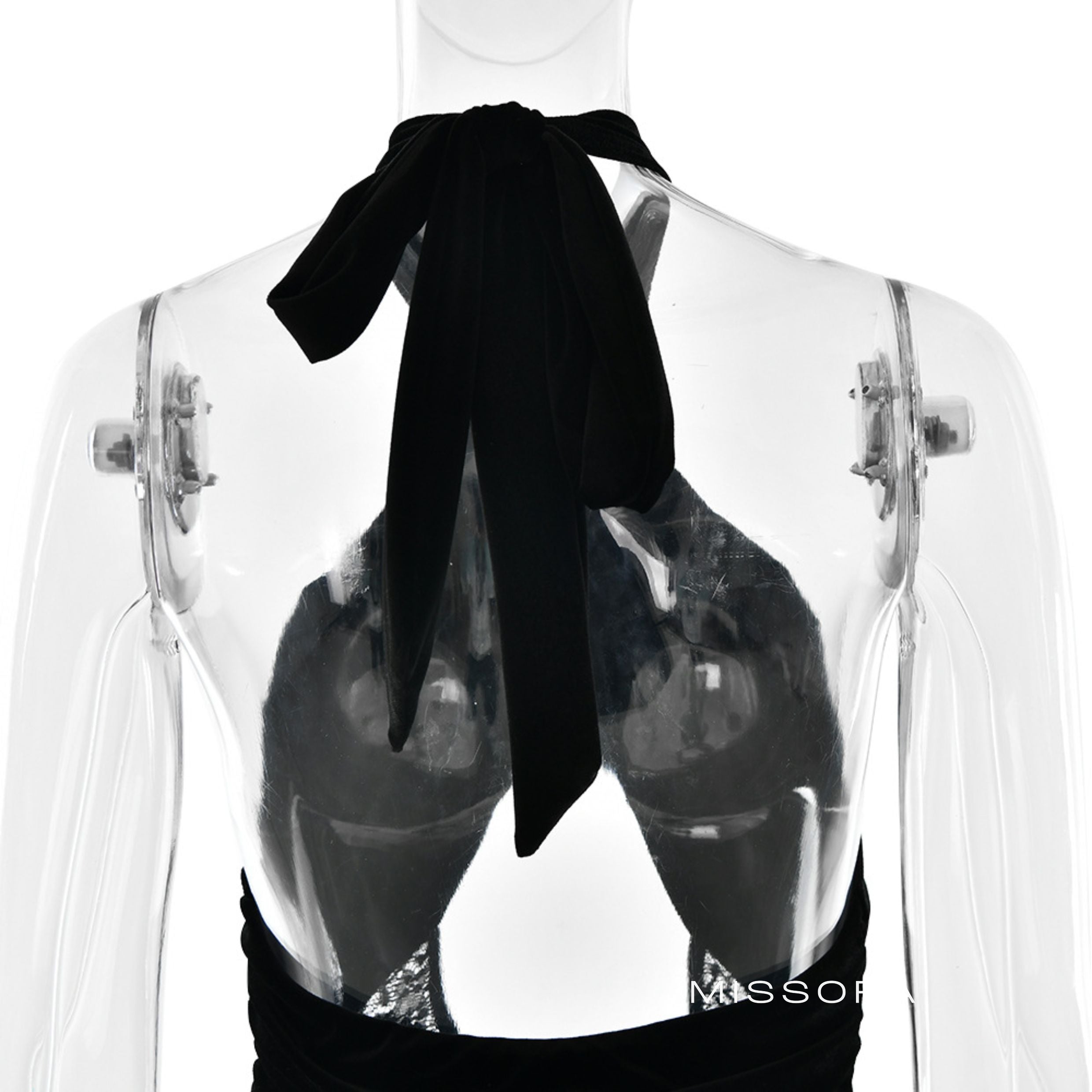 Aela Kadife Halter Midi Elbise [YJWW392Q]