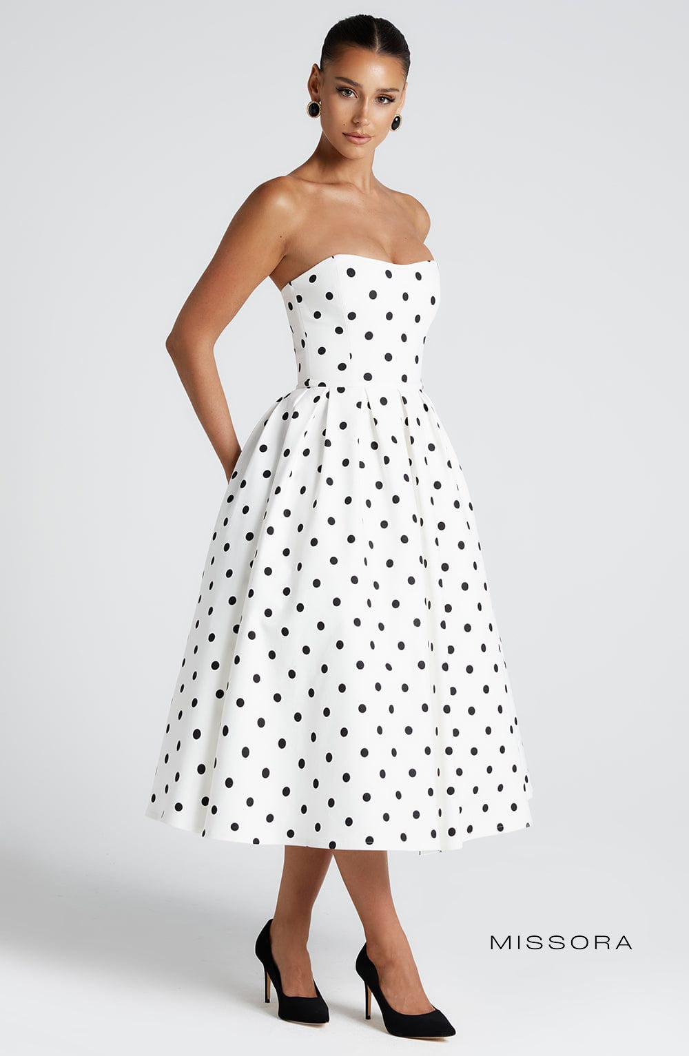 Missora Akshara Polka Dot Midi Dress