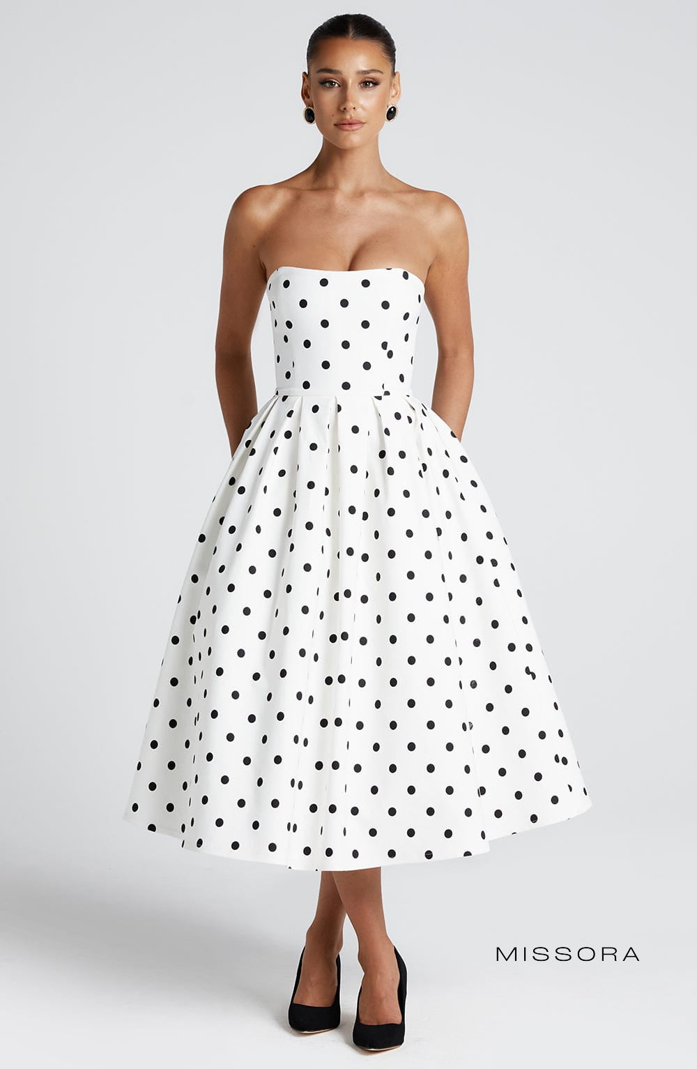 Missora Akshara Polka Dot Midi Dress