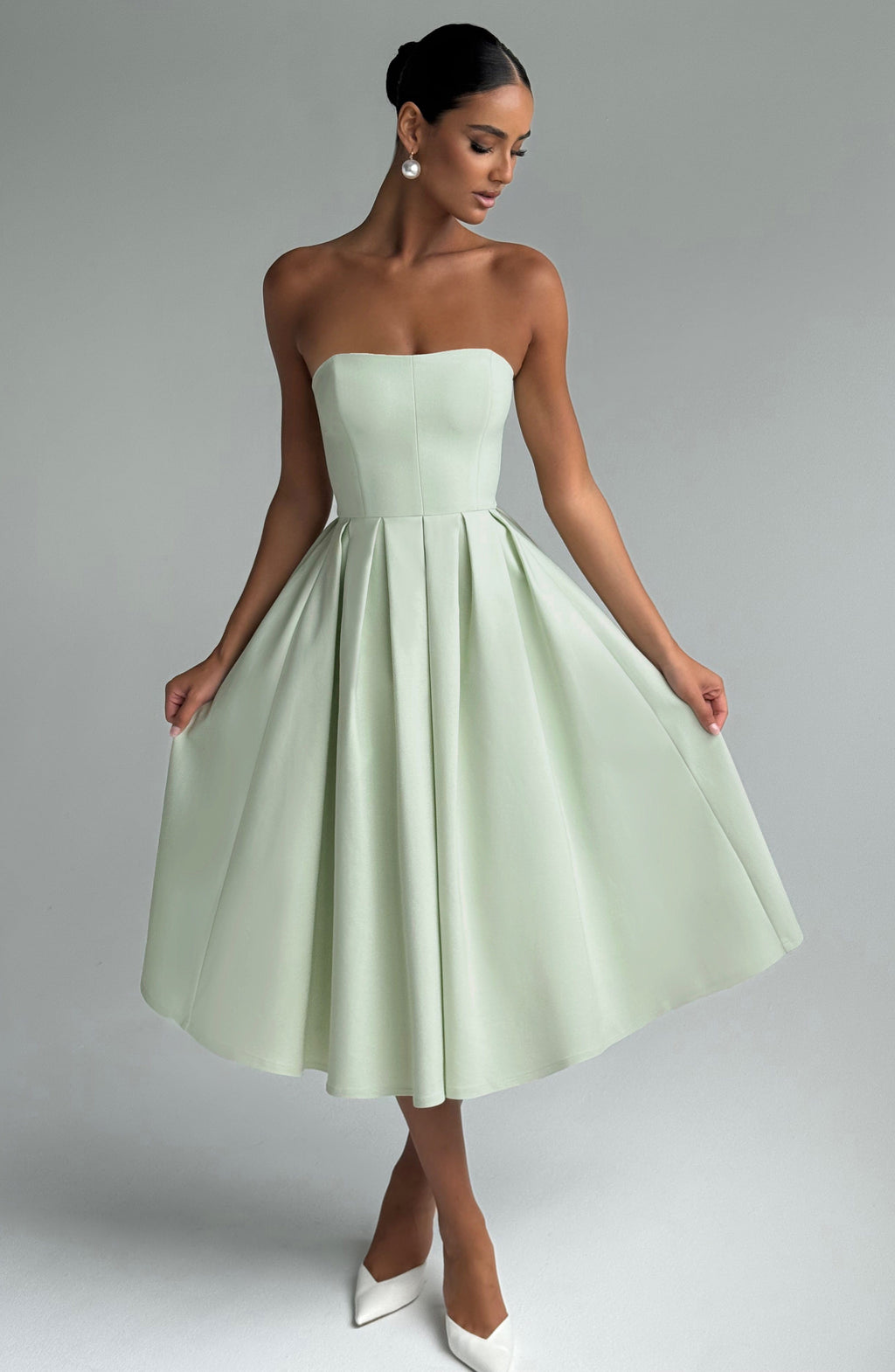 Missora Akshara Polka Dot Midi Dress - Mint