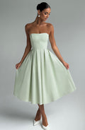 Missora Akshara Polka Dot Midi Dress - Mint