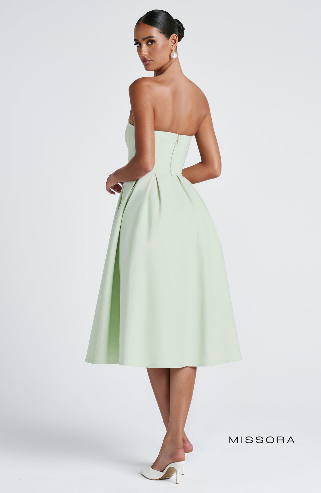 Missora Akshara Polka Dot Midi Dress - Mint