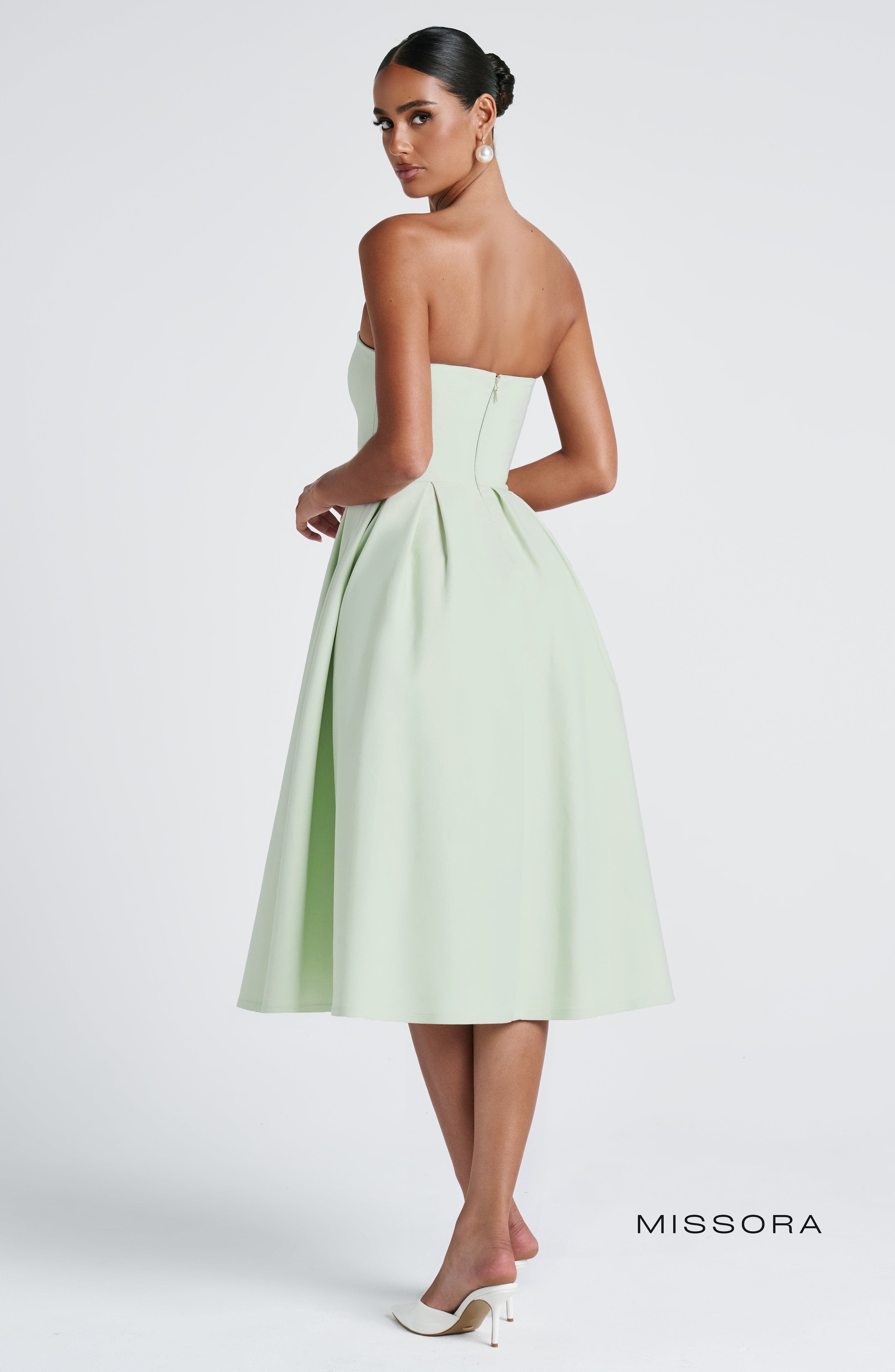 Missora Akshara Polka Dot Midi Dress - Mint