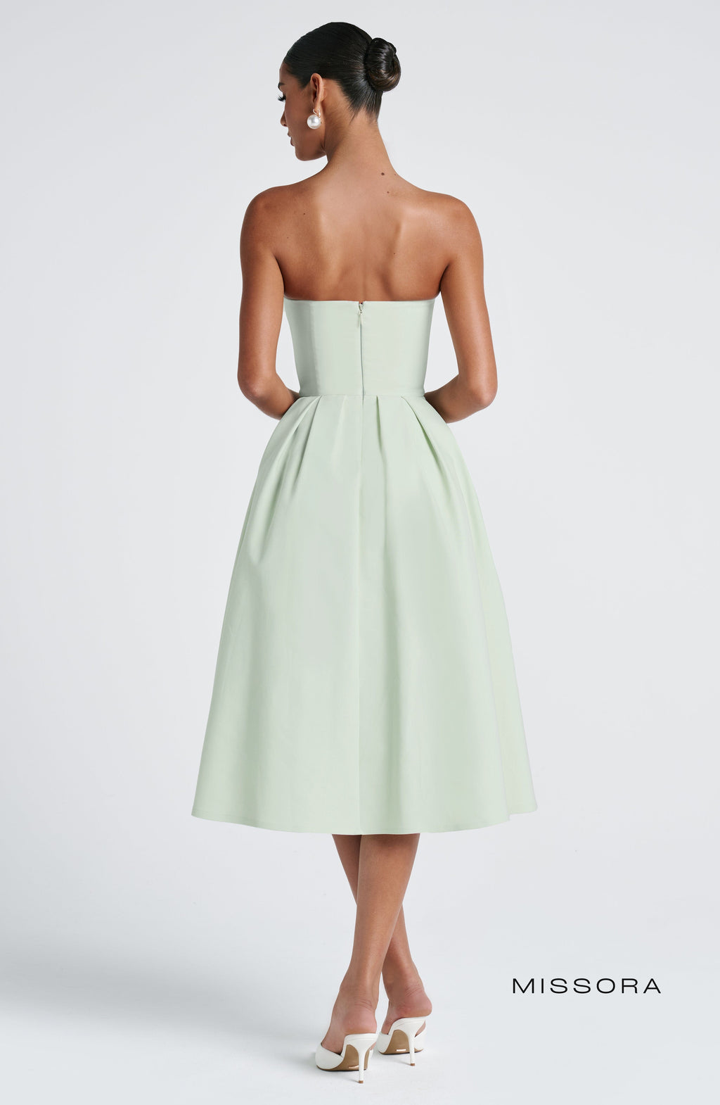 Missora Akshara Polka Dot Midi Dress - Mint