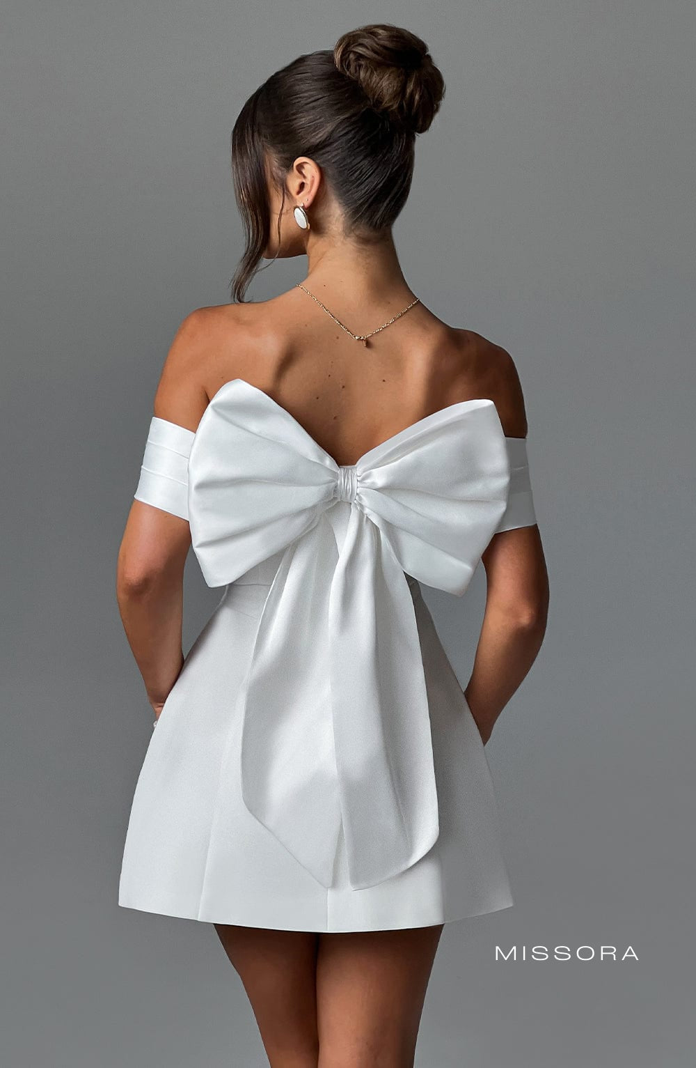 Missora Alanni Bardot Bubble Mini Dress