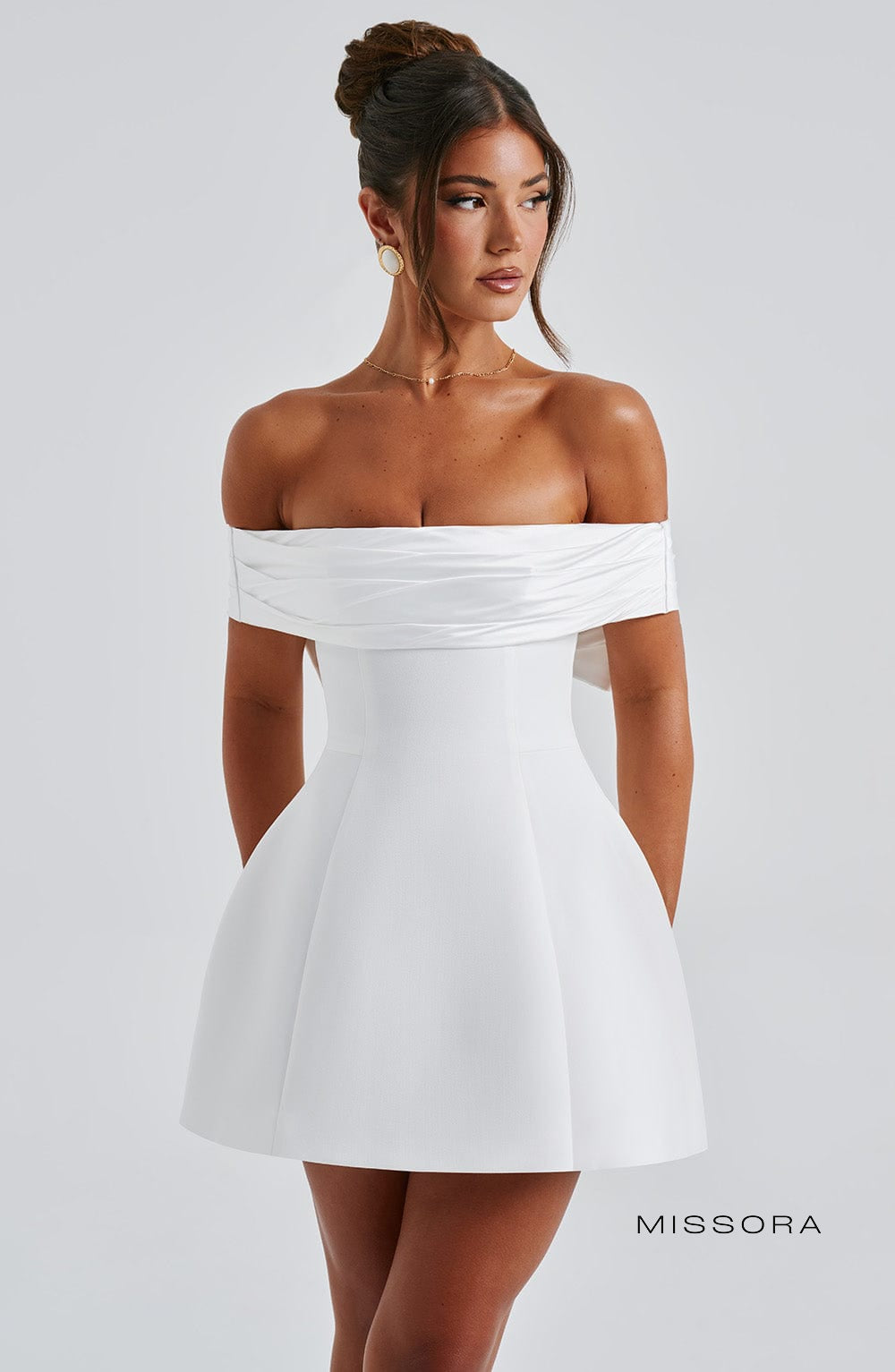 Missora Alanni Bardot Bubble Mini Dress