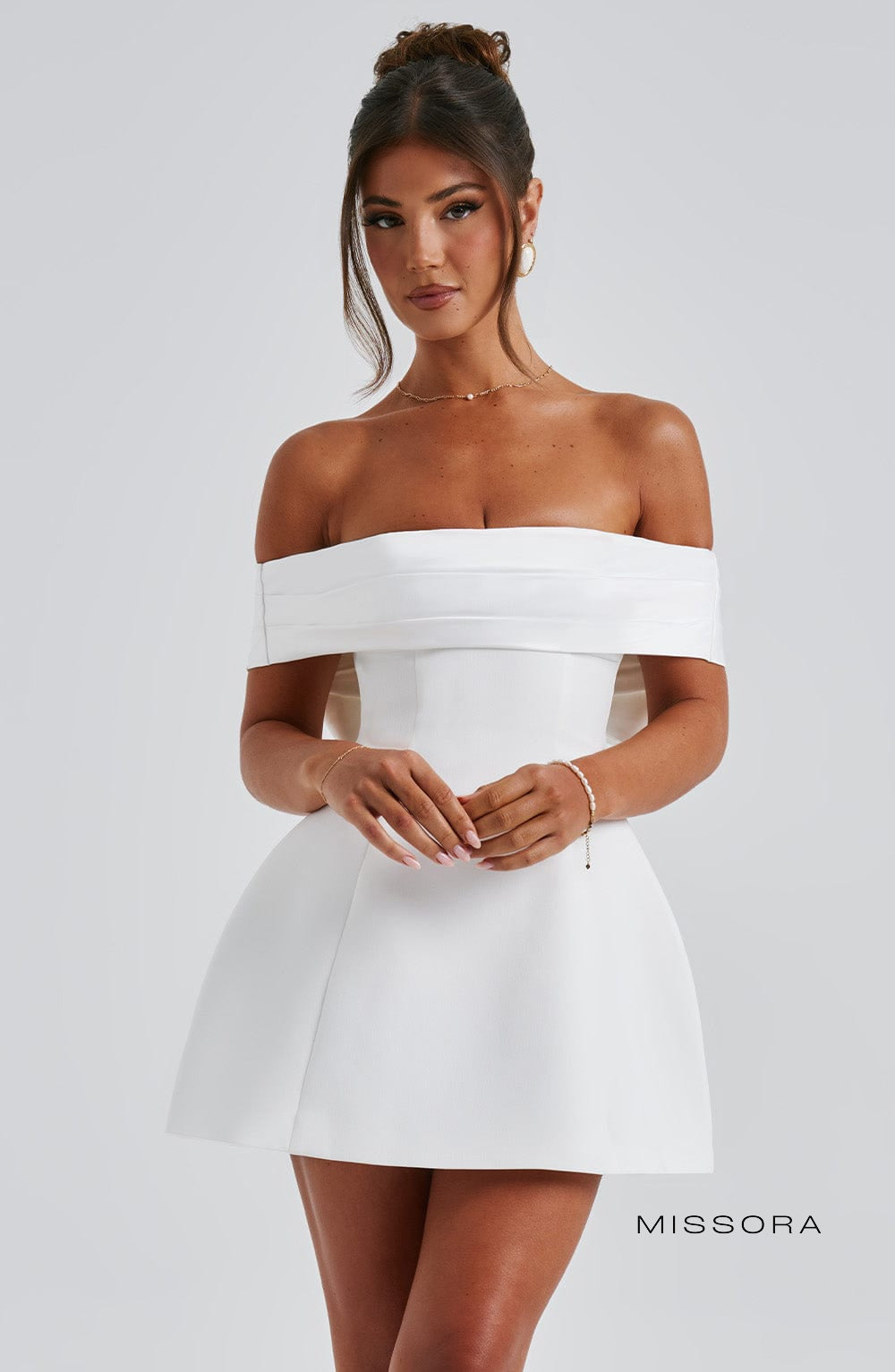 Missora Alanni Bardot Bubble Mini Dress