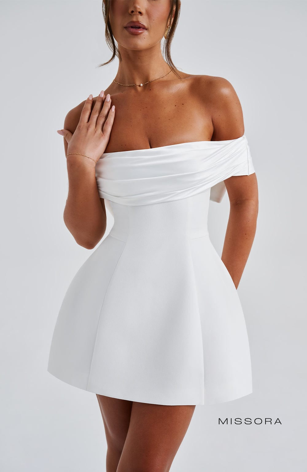Missora Alanni Bardot Bubble Mini Dress