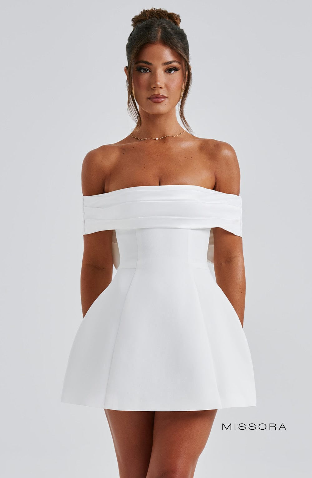 Missora Alanni Bardot Bubble Mini Dress