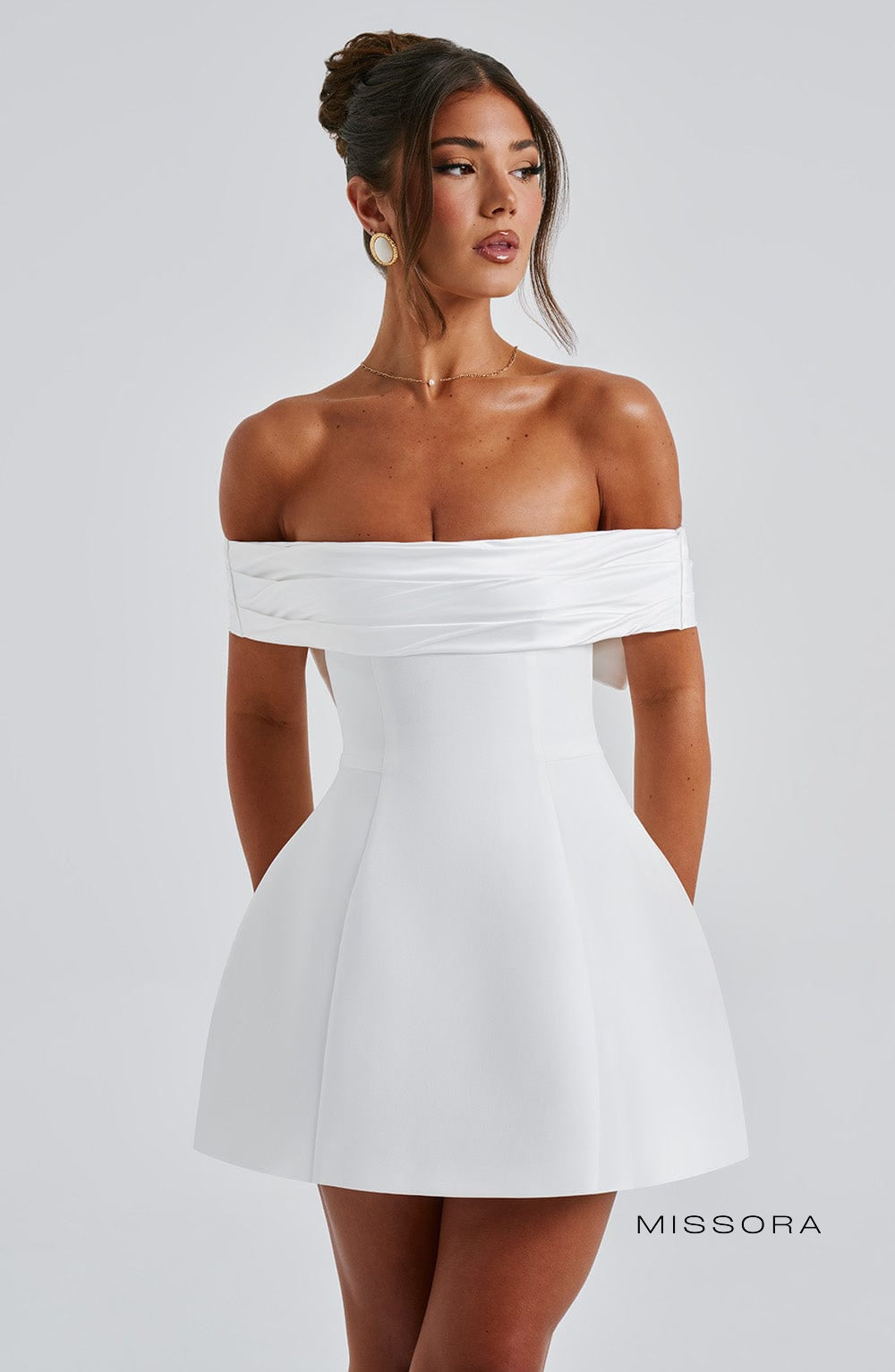 Missora Alanni Bardot Bubble Mini Dress