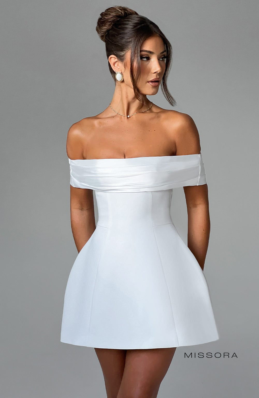 Missora Alanni Bardot Bubble Mini Dress