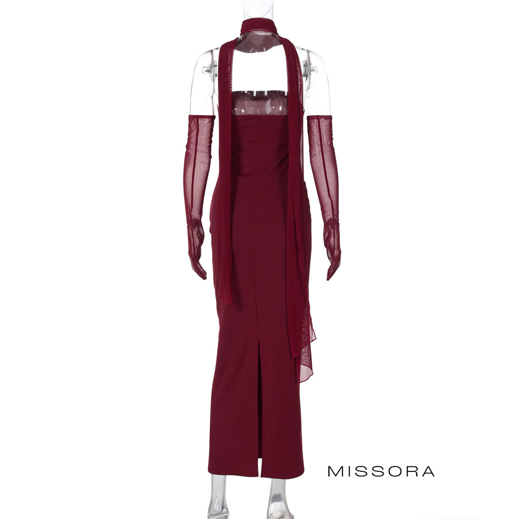 Alba Bardot Yırtmaçlı Elbise [EF67RZNL]