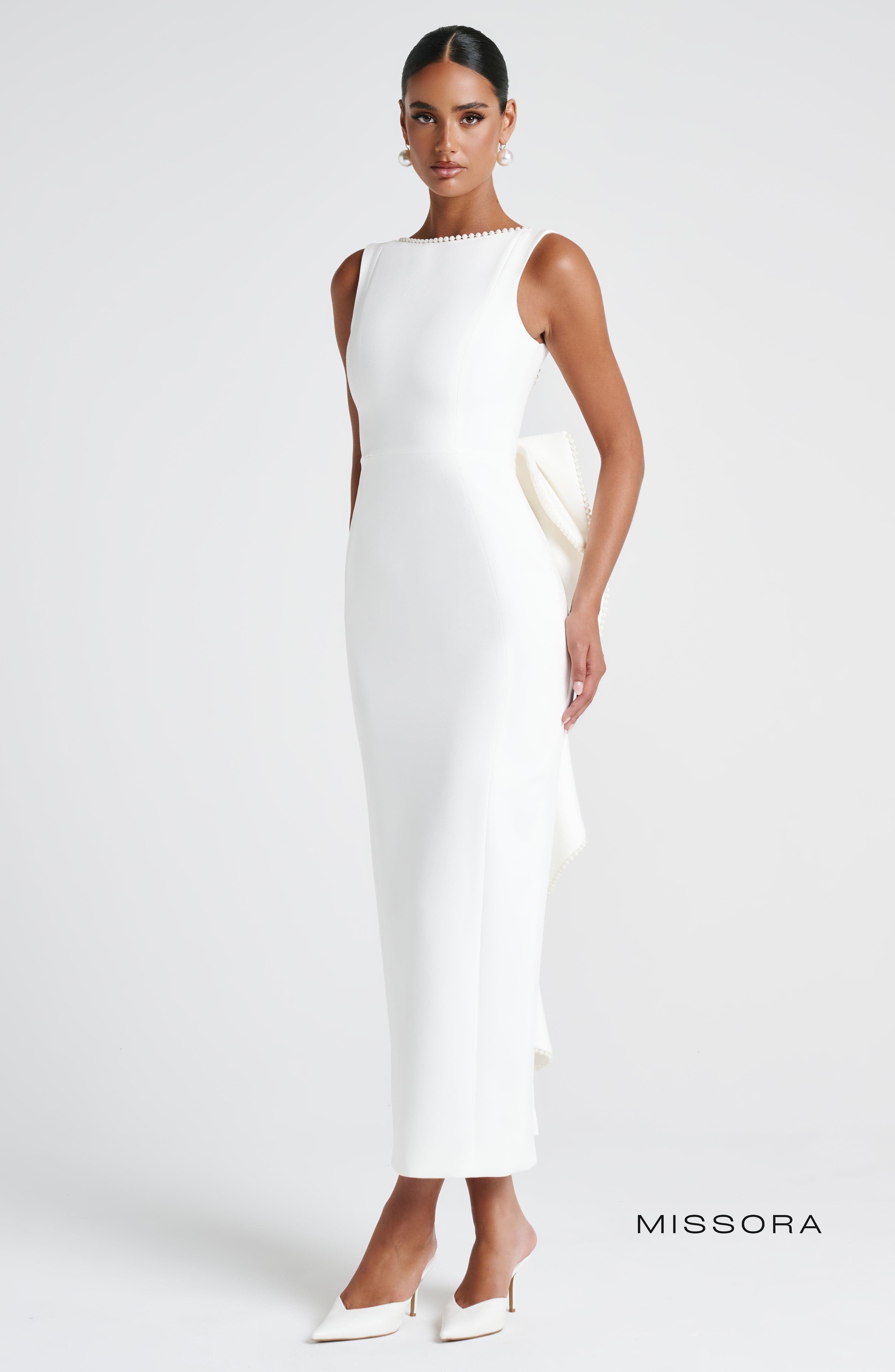 Missora Alyse Pearl Trim Midaxi Dress - Ivory