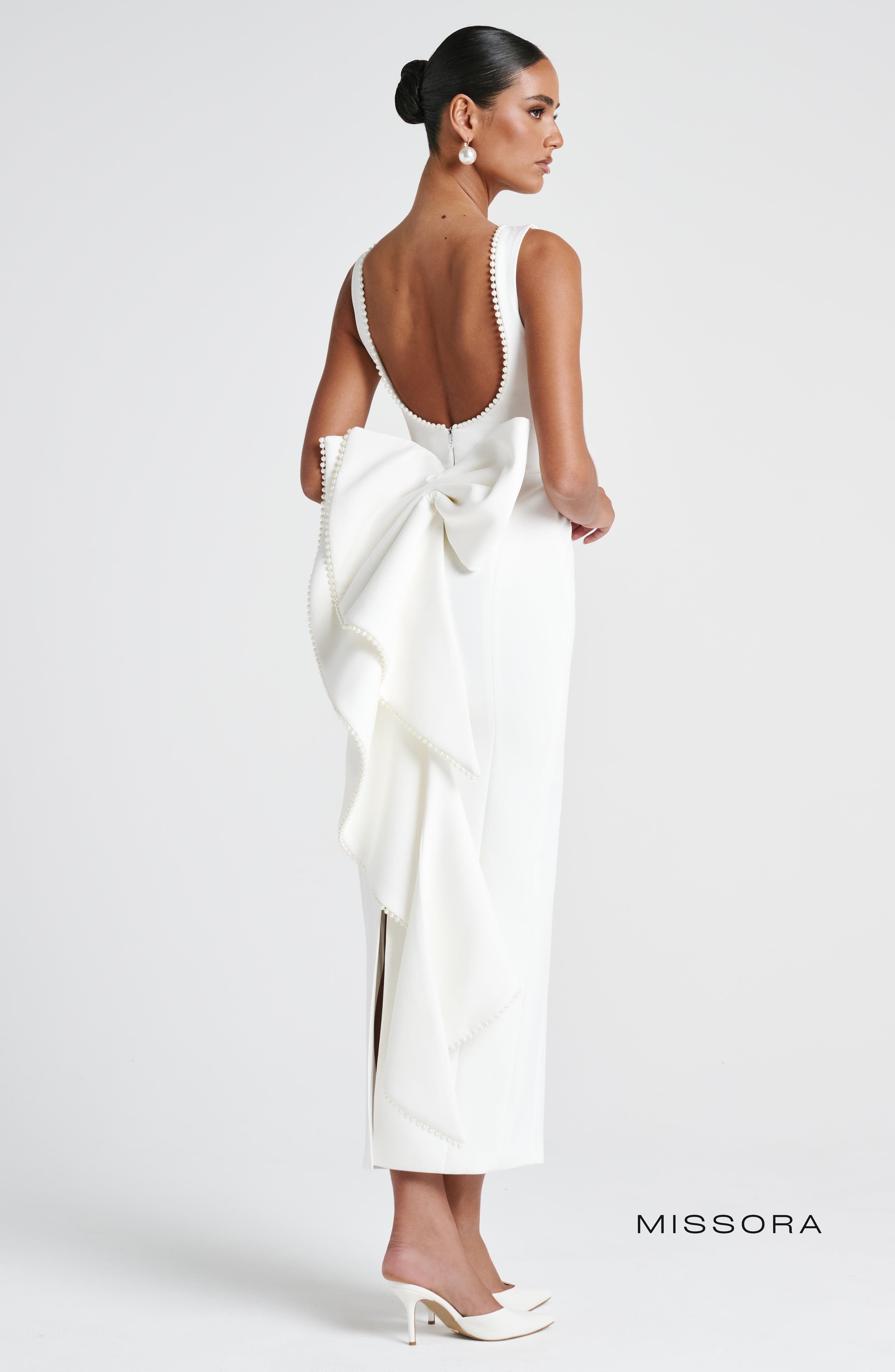 Missora Alyse Pearl Trim Midaxi Dress - Ivory