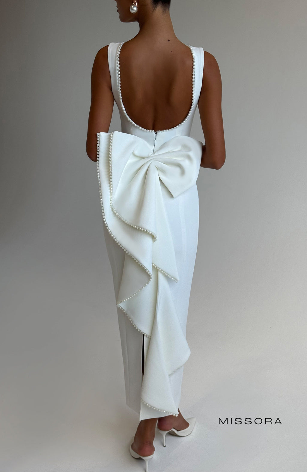 Missora Alyse Pearl Trim Midaxi Dress - Ivory