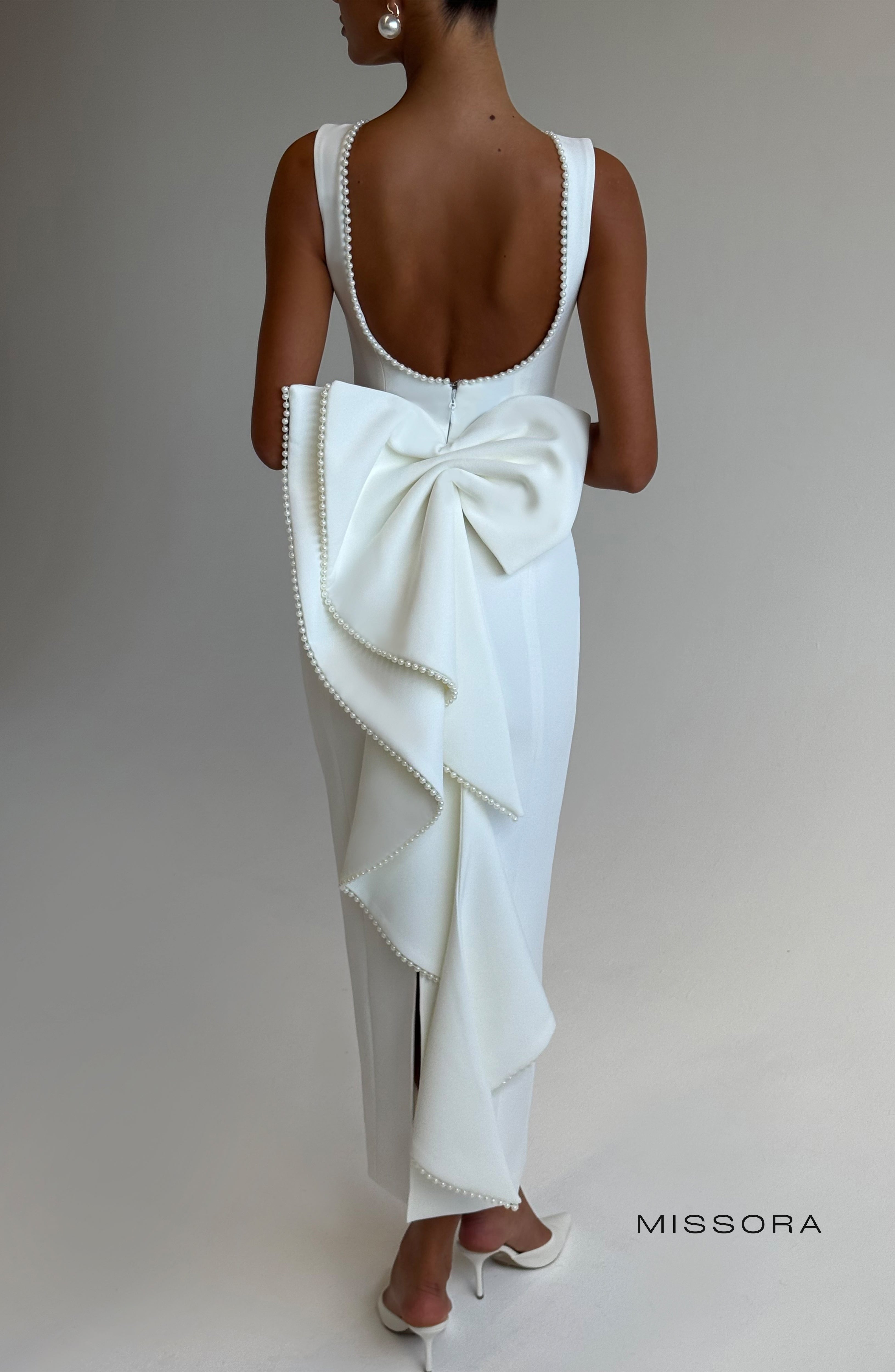 Missora Alyse Pearl Trim Midaxi Dress - Ivory