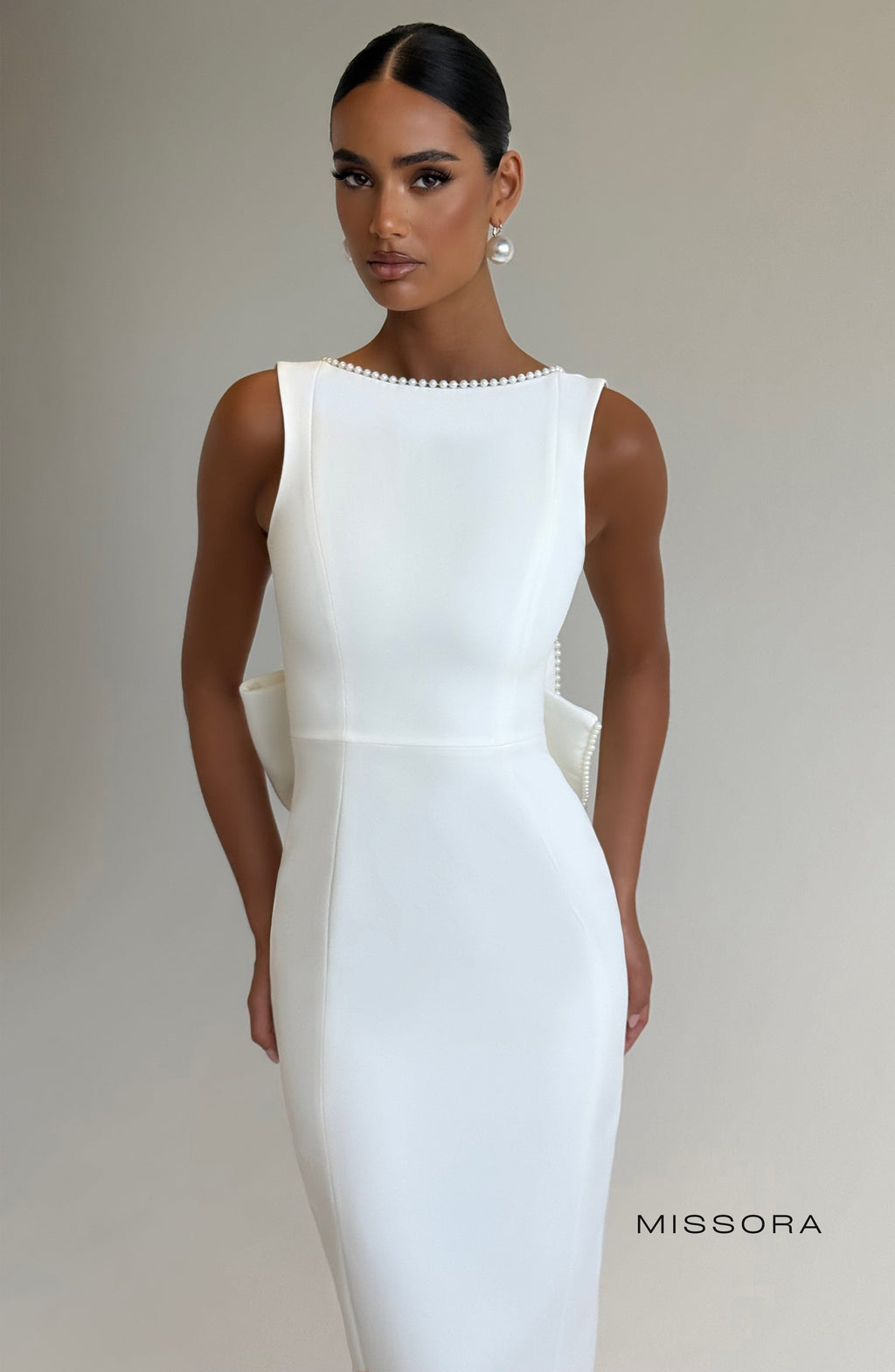 Missora Alyse Pearl Trim Midaxi Dress - Ivory