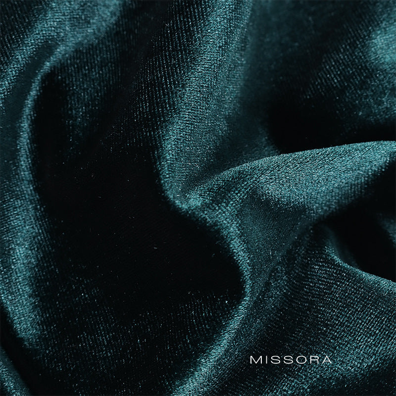 Amahia Velur Askılı Büzgülü Elbise [SCS2Y2E1]