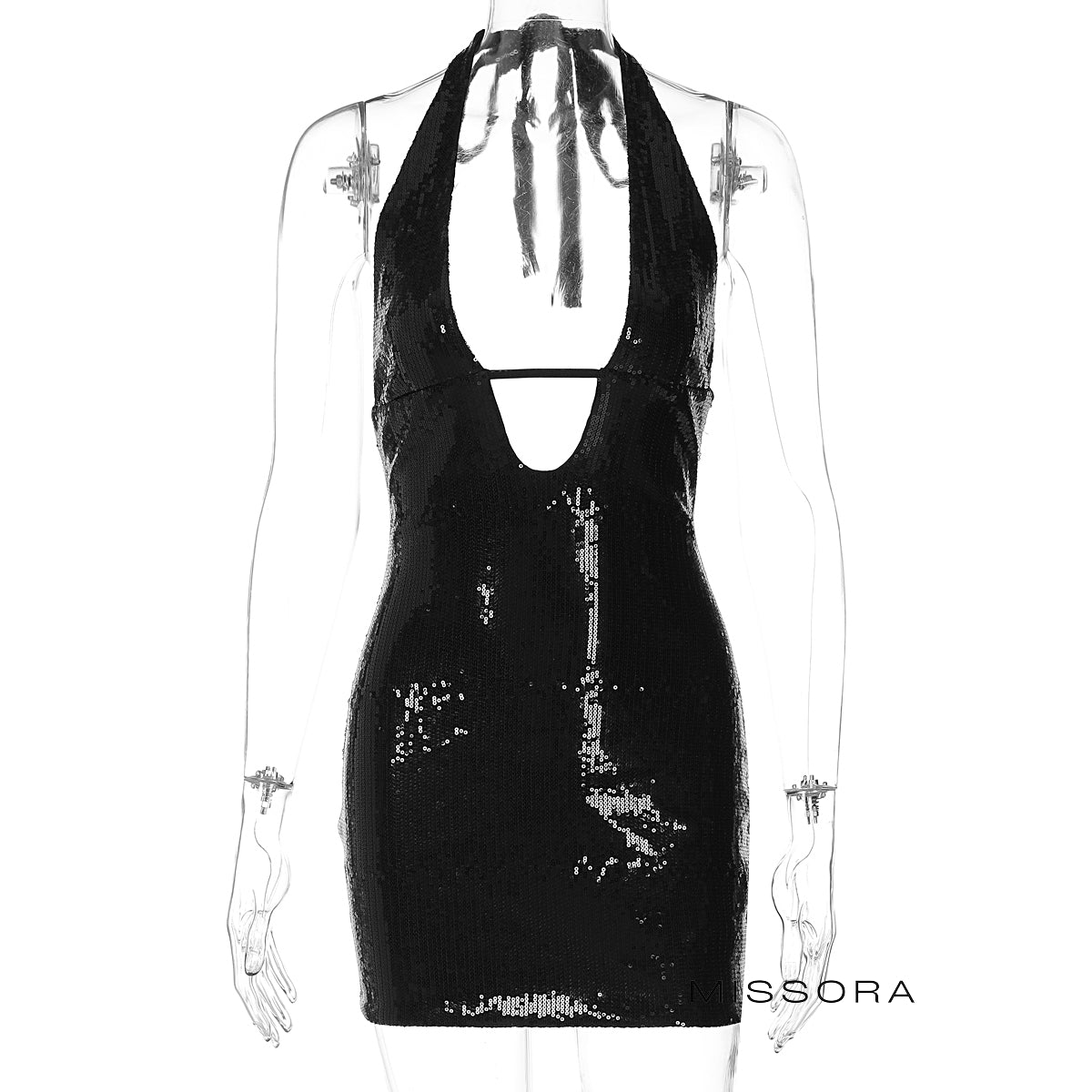 Amairany Halter Payetli Midi Elbise [S05JVVYS]